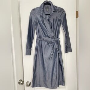 Banana Republic shirt dress steel shiny denim size 2
